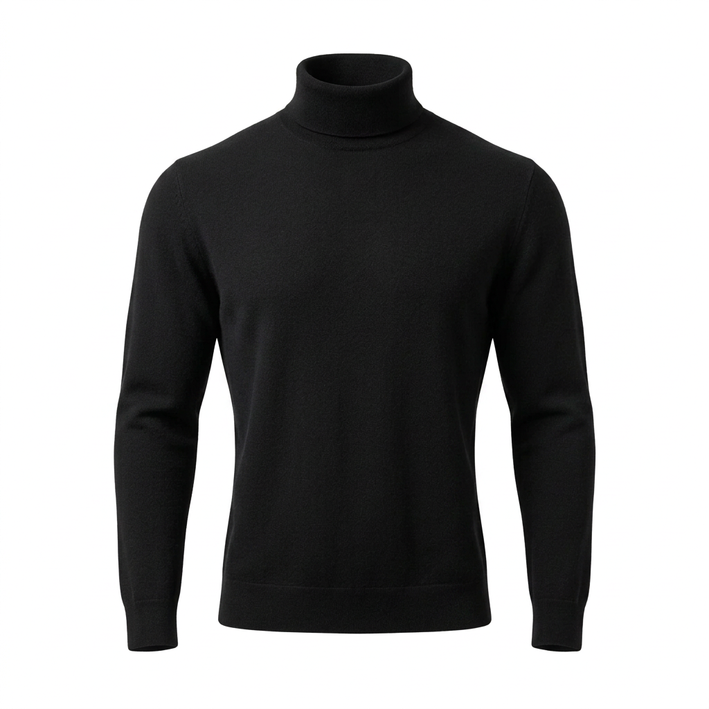Schwarzer Herrenpullover mit breiten Schultern und schmaler Taille