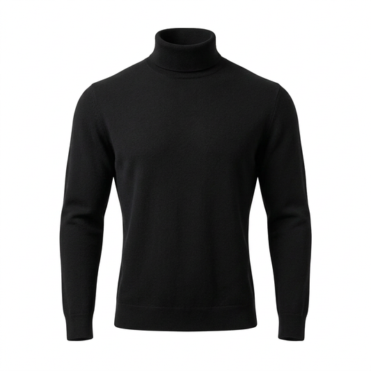 Schwarzer Herrenpullover mit breiten Schultern und schmaler Taille